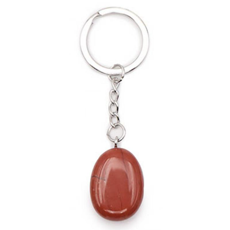 Porte clefs jaspe rouge Afrique du Sud A pierre roulée - La Boite à Cailloux