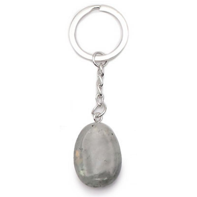Porte clefs labradorite Madagascar AB pierre roulée - La Boite à Cailloux