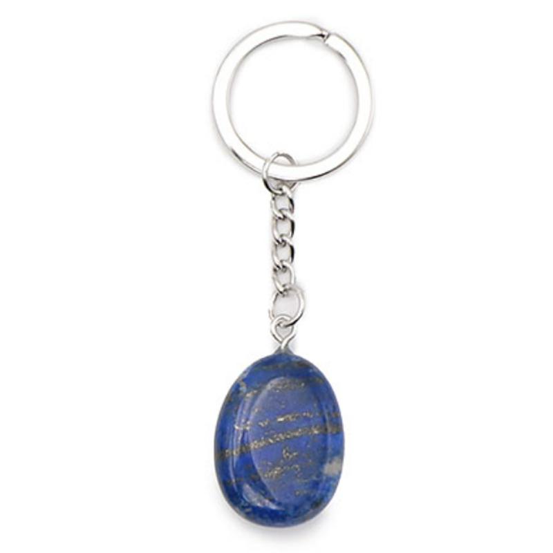 Porte clefs lapis lazuli Afghanistan A pierre roulée - La Boite à Cailloux