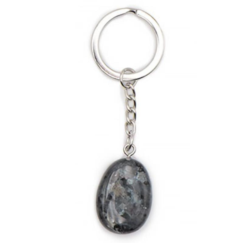 Porte clefs larvikite Norvège A pierre roulée - La Boite à Cailloux