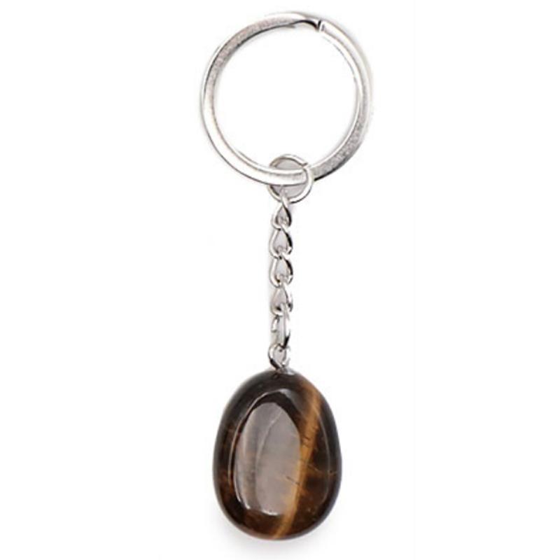 Porte clefs oeil de tigre Afrique du Sud A pierre roulée - La Boite à Cailloux