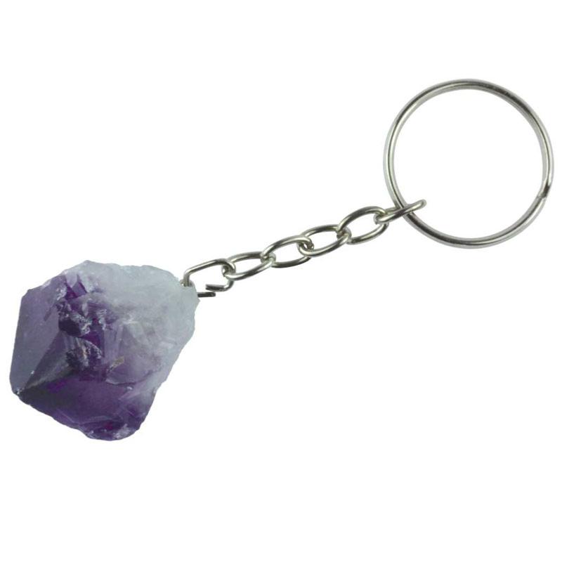 Porte clefs pointe améthyste brute Brésil A - La Boite à Cailloux