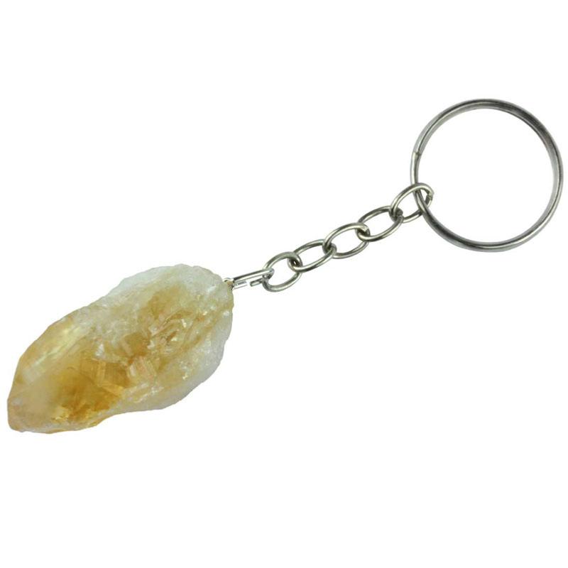 Porte clefs pointe citrine chauffée brute - La Boite à Cailloux