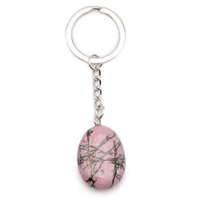 Llavero de rodonita de Madagascar Con piedra laminada