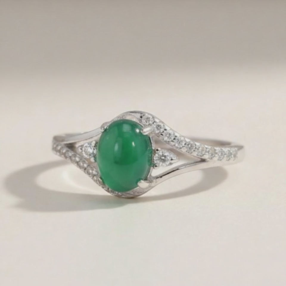 Bague chrysoprase Australie AAA argent 925 Rhodié
