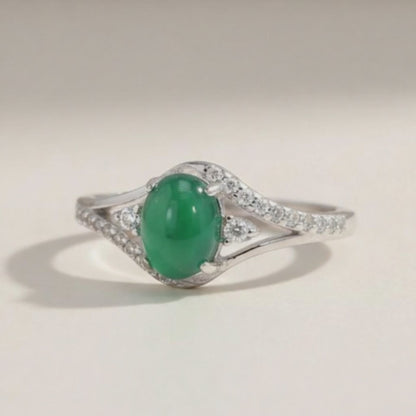 Bague chrysoprase Australie AAA argent 925 Rhodié