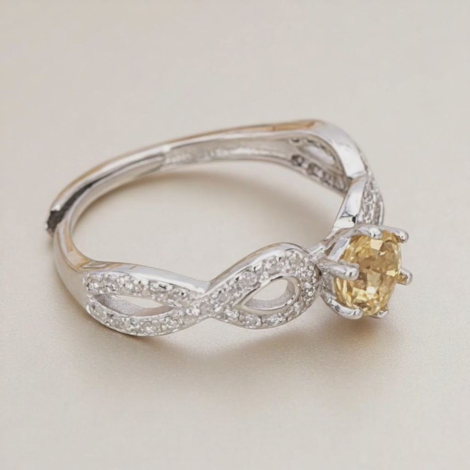 Anillo ajustable Citrino Natural Brasil AA plata 925