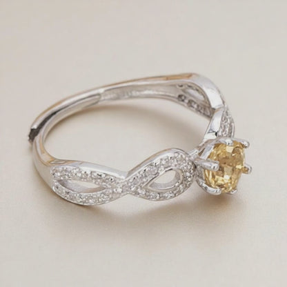 Anillo ajustable Citrino Natural Brasil AA plata 925