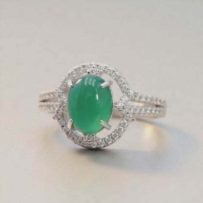Bague chrysoprase Australie AAA argent 925 Rhodié