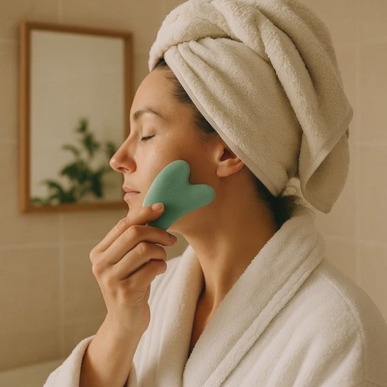 Gua Sha heart green aventurine Brazil A 80mm