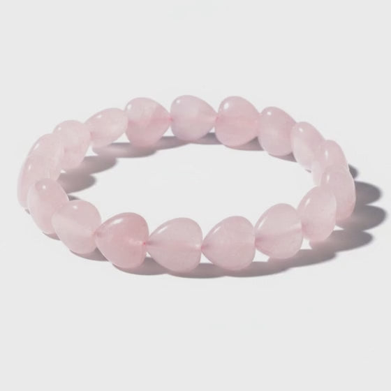 Pulsera corazón de cuarzo rosa