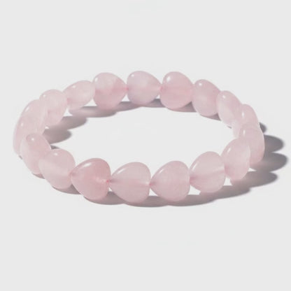 Pulsera corazón de cuarzo rosa