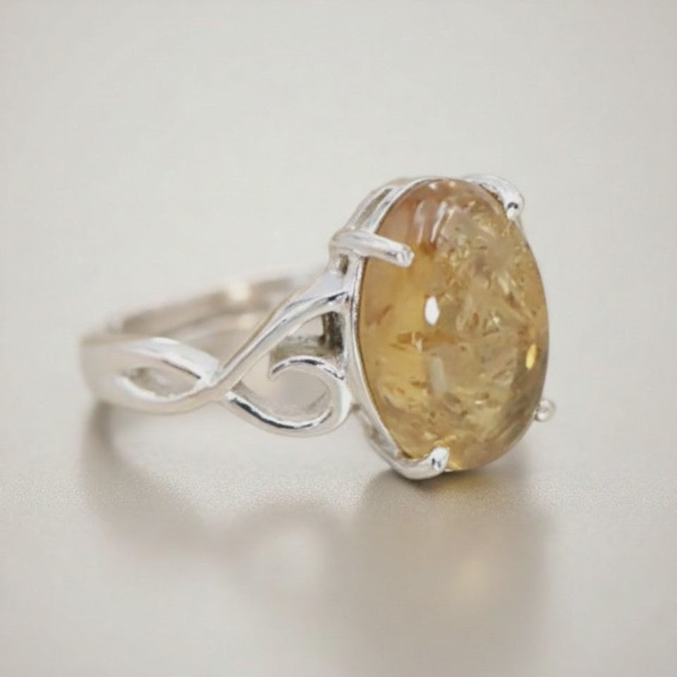 Bague citrine naturelle Congo AA argent 925