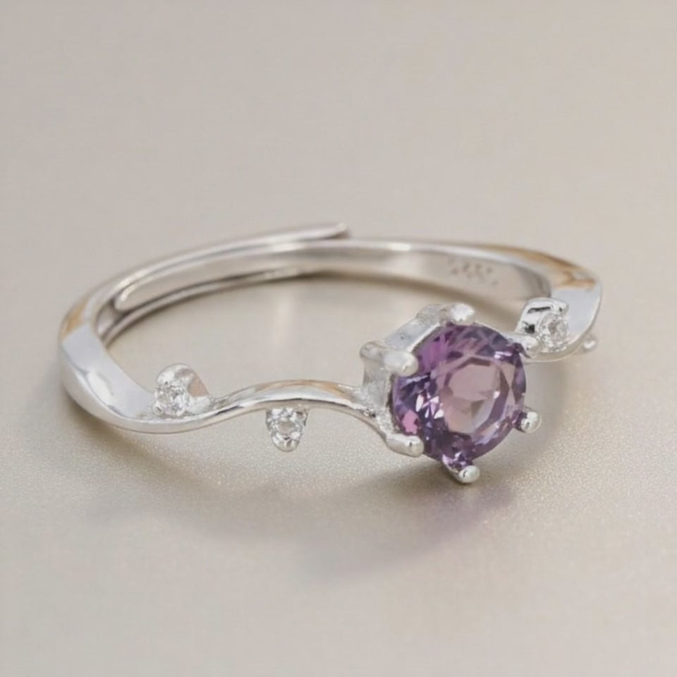 Anillo ajustable amatista Brasil AA plata 925