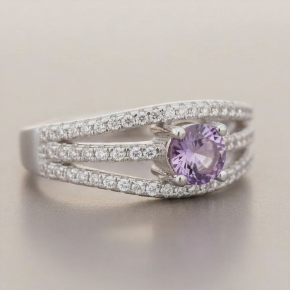 Anillo ajustable amatista Brasil AA plata 925