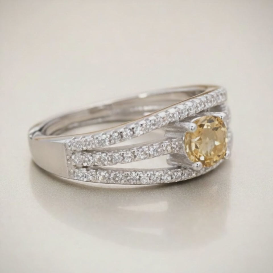 Anillo ajustable Citrino Natural Brasil AA plata 925