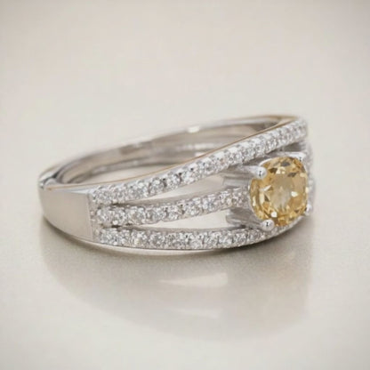 Anillo ajustable Citrino Natural Brasil AA plata 925