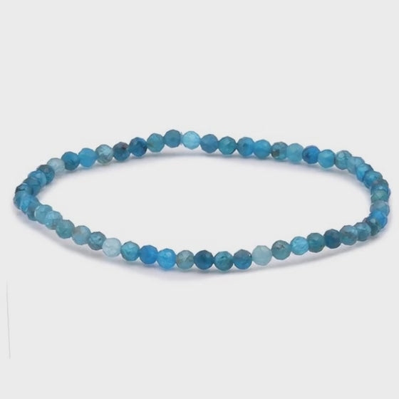 Pulsera de apatita azul Madagascar A (cuentas facetadas 3-4mm)
