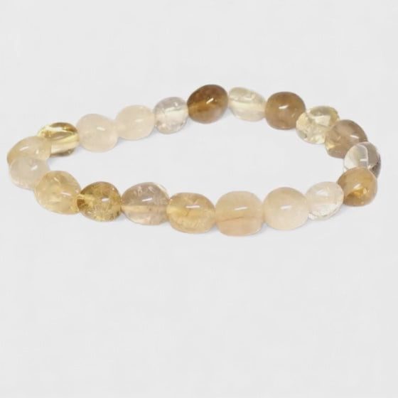 Bracelet citrine naturelle Madagascar AA (pierres roulées)