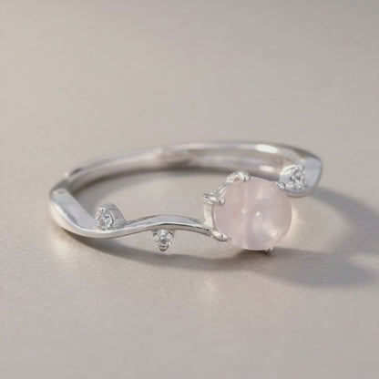 Bague quartz rose Madagascar AAA argent 925 Rhodié