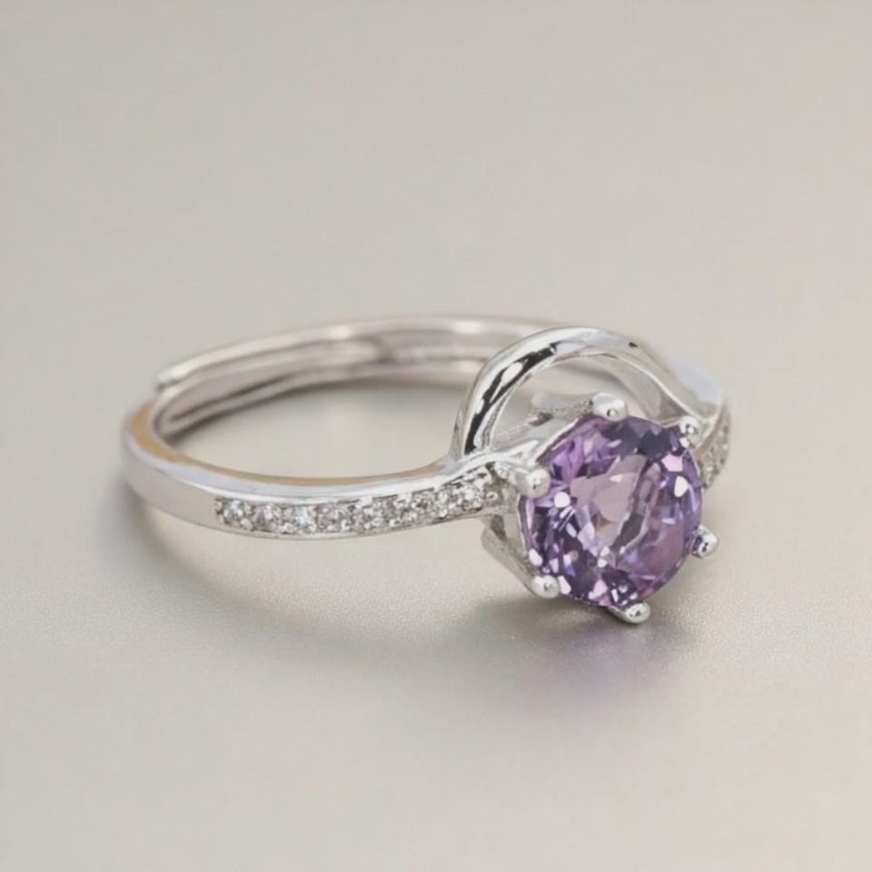 Anillo ajustable amatista Brasil AA plata 925