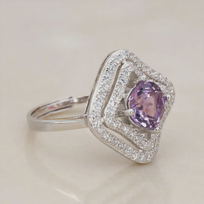 Anillo ajustable amatista Brasil AA plata 925
