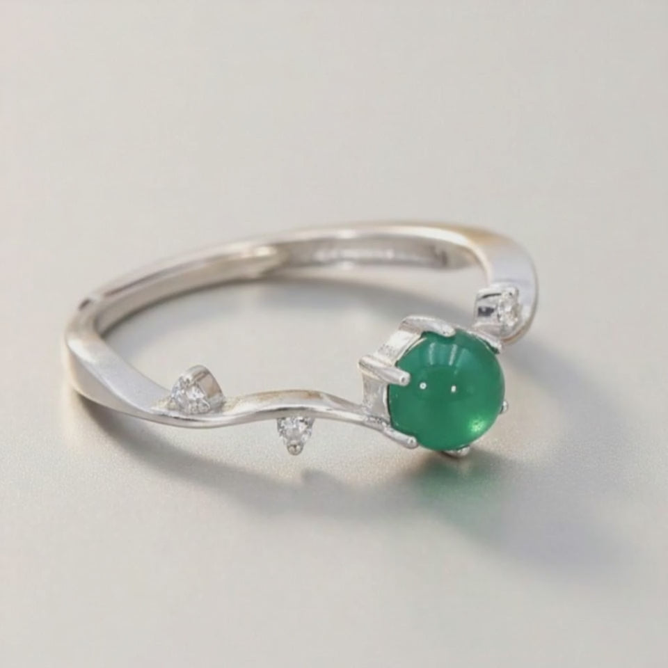 Bague chrysoprase Australie AAA argent 925 Rhodié