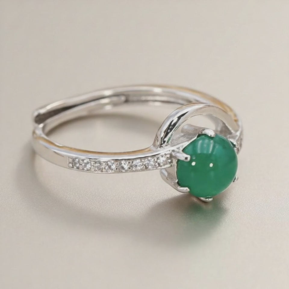 Bague chrysoprase Australie AAA argent 925 Rhodié