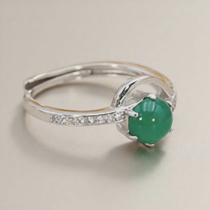 Bague chrysoprase Australie AAA argent 925 Rhodié