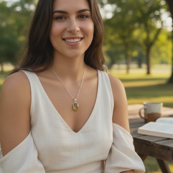 Yellow tourmaline pendant Brazil A silver 925