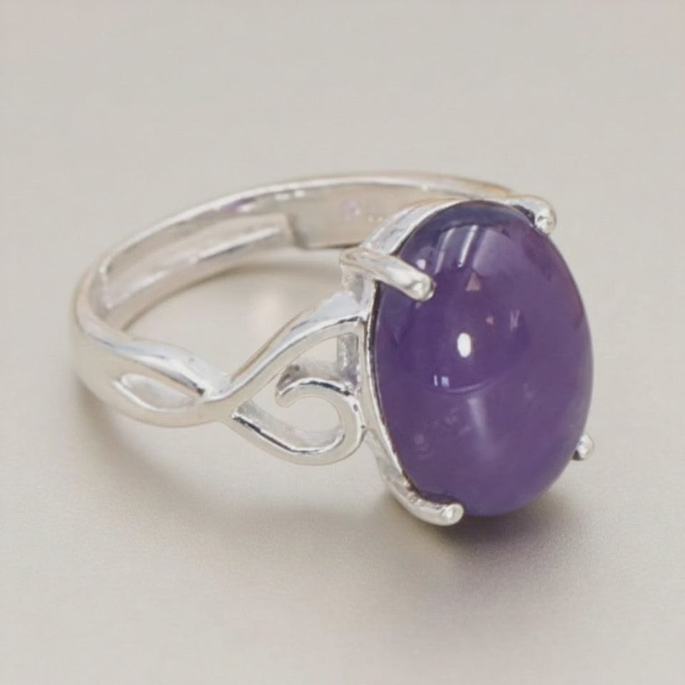 Brazil amethyst adjustable ring AA silver 925