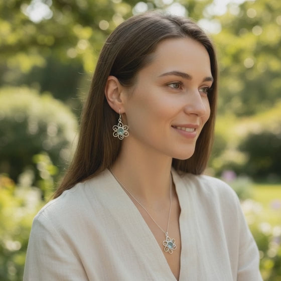 Pendientes de apatita verde plata 925