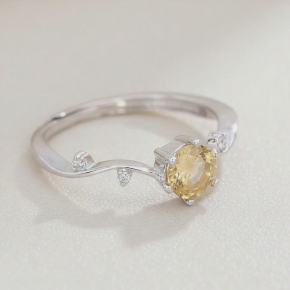 Bague Citrine naturelle Brésil AAA argent 925 Rhodié