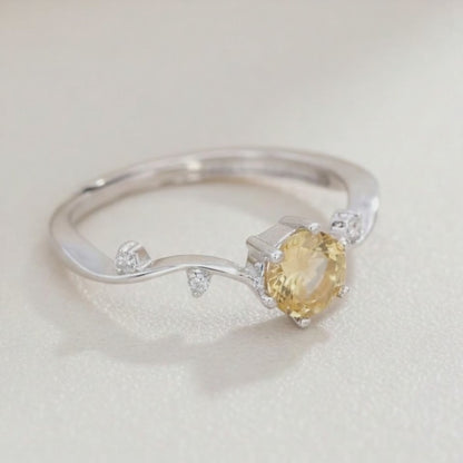 Bague Citrine naturelle Brésil AAA argent 925 Rhodié