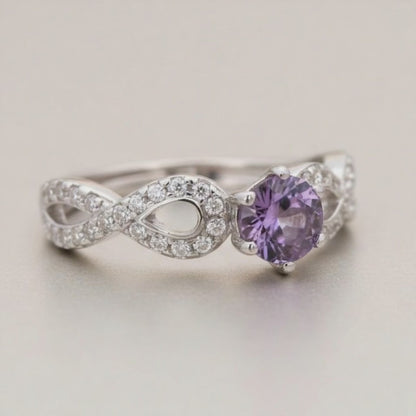 Brazil amethyst adjustable ring AA silver 925
