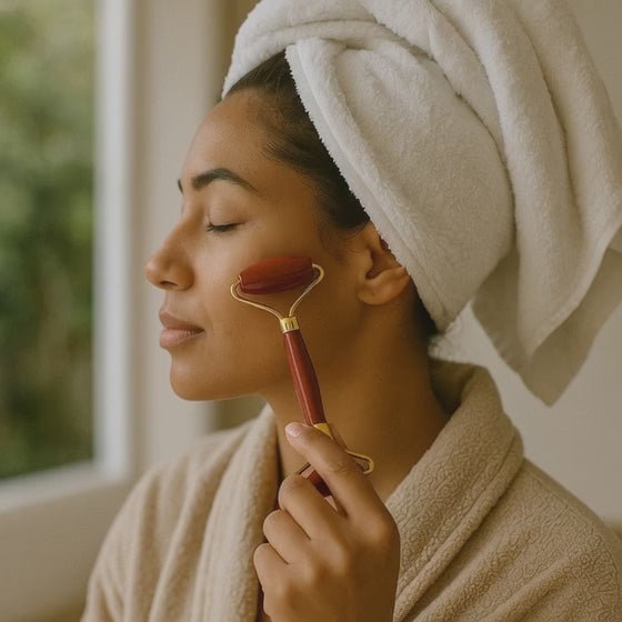 Rodillo de masaje &quot;CHI&quot; jaspe rojo Sudáfrica A