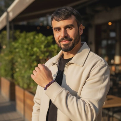 Pulsera de Amatista Brasil A (bolas de 7-8mm) - Talla L