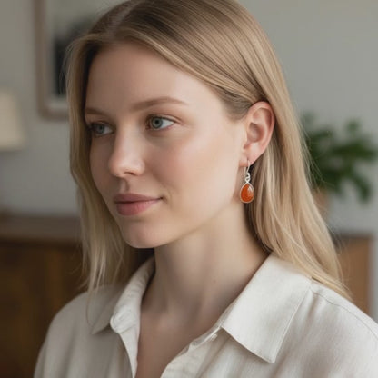 Pendientes cornalina Brasil AA plata 925