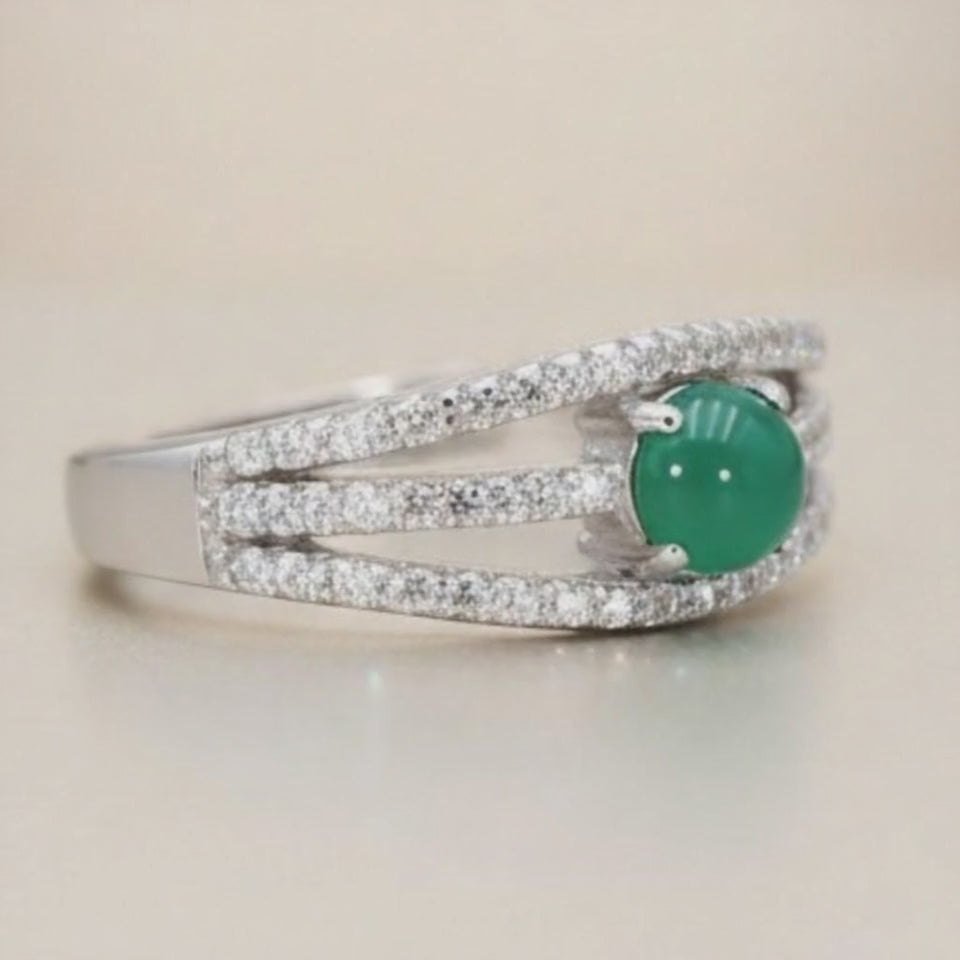 Bague chrysoprase Australie AAA argent 925 Rhodié