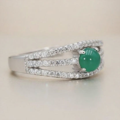 Bague chrysoprase Australie AAA argent 925 Rhodié