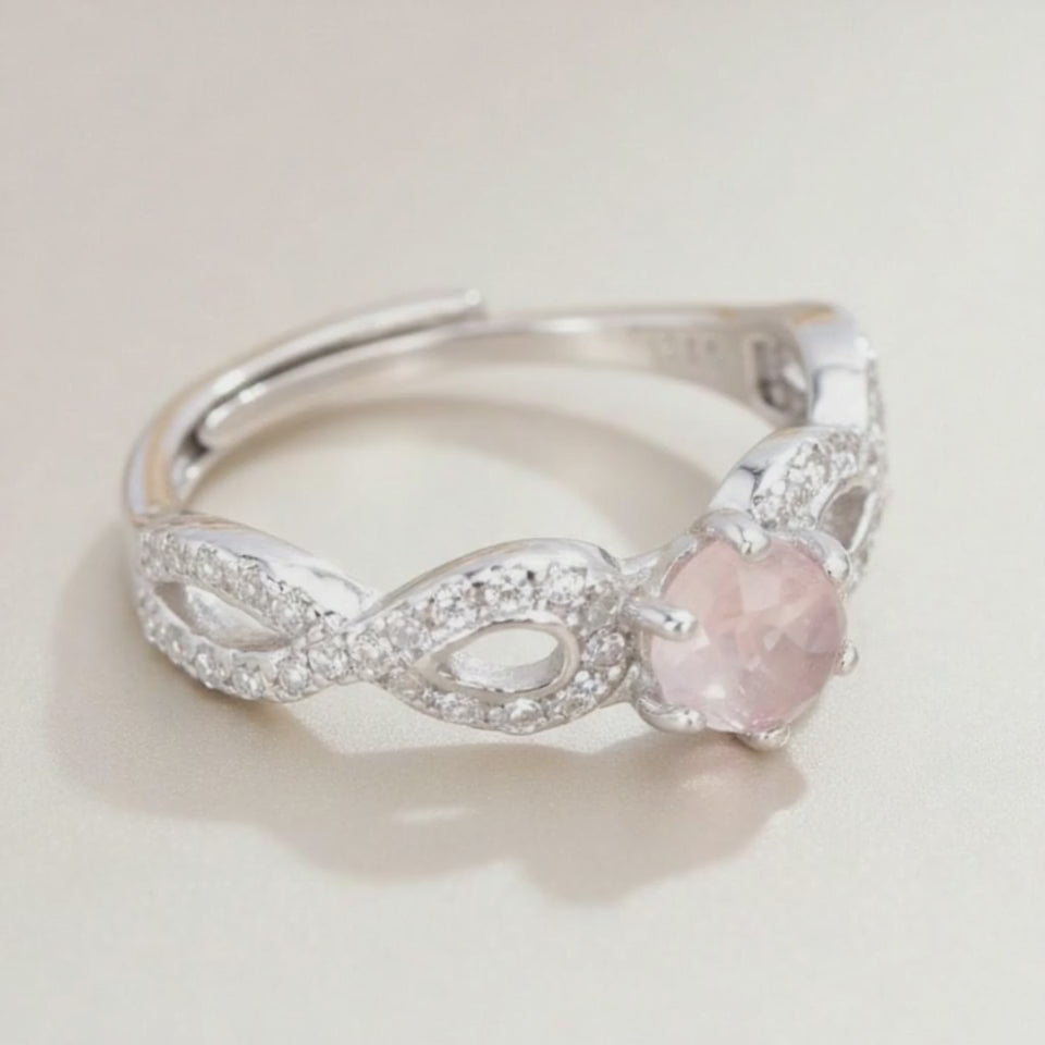 Bague quartz rose Madagascar AAA argent 925 Rhodié