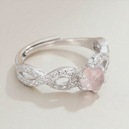 Bague quartz rose Madagascar AAA argent 925 Rhodié