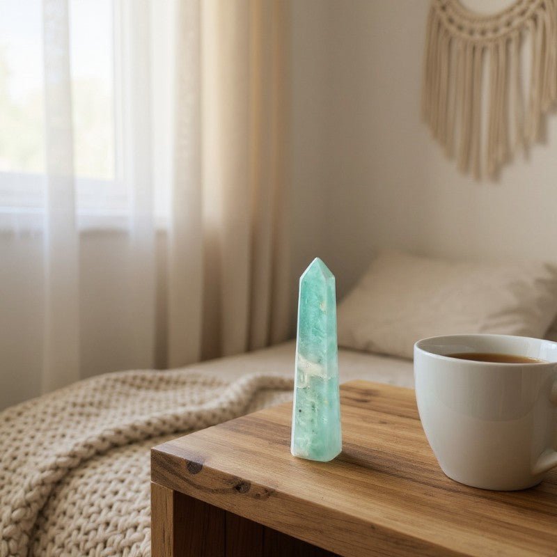 Prisme amazonite Brésil A - 70 - 90mm - La Boite à Cailloux