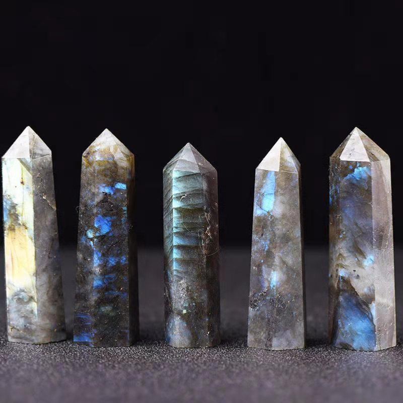 Prisme labradorite Madagascar A - 70 - 90mm - La Boite à Cailloux