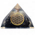 Pyramide orgonite tourmaline noire fleur de vie pointe de cristal (70mm) - La Boite à Cailloux