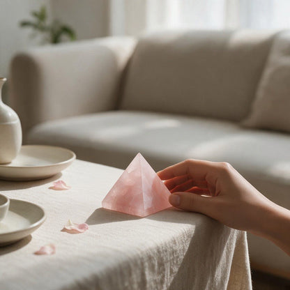 Pyramide quartz rose Brésil A (40mm) - La Boite à Cailloux