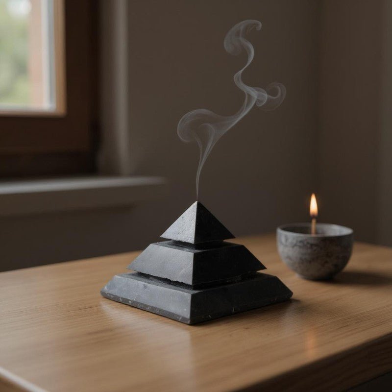 Pyramide shungite Sakkara Russie AA (70mm) - La Boite à Cailloux