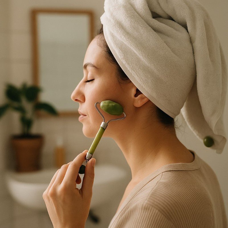 Rouleau de massage "CHI" jade de Chine Chine A - La Boite à Cailloux