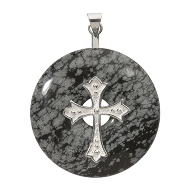 Support argent 925 pour donuts de 3 et 4cm "Croix - La Boite à Cailloux