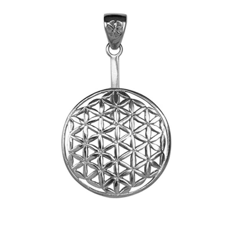 Support argent 925 pour donuts de 4cm "fleur de vie - La Boite à Cailloux